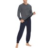 Sykooria Long Men's Pyjamas with Cotton Cuffs, 2-Piece Pyjamas with