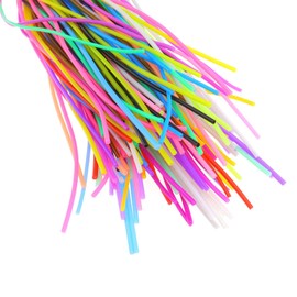 SING F LTD 200pcs Mixed-Color Plastic Lacing Cord with Snap Clip Hooks and Ring for DIY Making Basic Knots Pendants Crafts