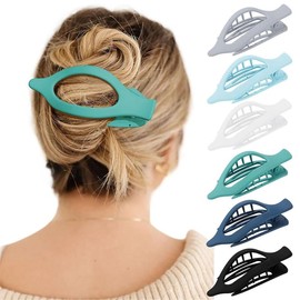 French Flat Hair Clips for Women - 6-piece suit Flat Claws for Thin Thick Hair Strong Hold No Slip Grip Hair Claw Clips for Women Girls:_6 Pack-Multicolor T