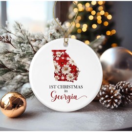 JohnPartners993 1st Christmas in Georgia Ornament - New Home Gift - Moving Present Printed on Both Sides