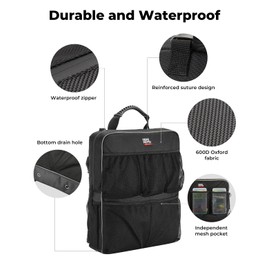 KEMIMOTO Boat Storage Bag, Boat Seat Backpack Boat Storage Organizer with Mesh Pockets, Waterproof Boat Backseat Storage Bag for Life Jacket, Swimsuit, and Other Boating Accessories