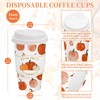 Whaline 50 Sets Fall Pumpkin Coffee Cups with Lids and