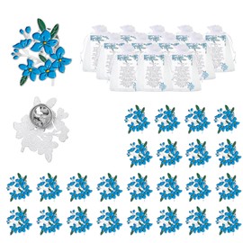 Forget-me-not Memorial Pins Bulk Celebration of Life Funeral Favors Includes Forget Me Not Flower Lapel Pin Brooches Memorial Poem Cards Organza Bags Memorial Gift for Loved Ones (24)