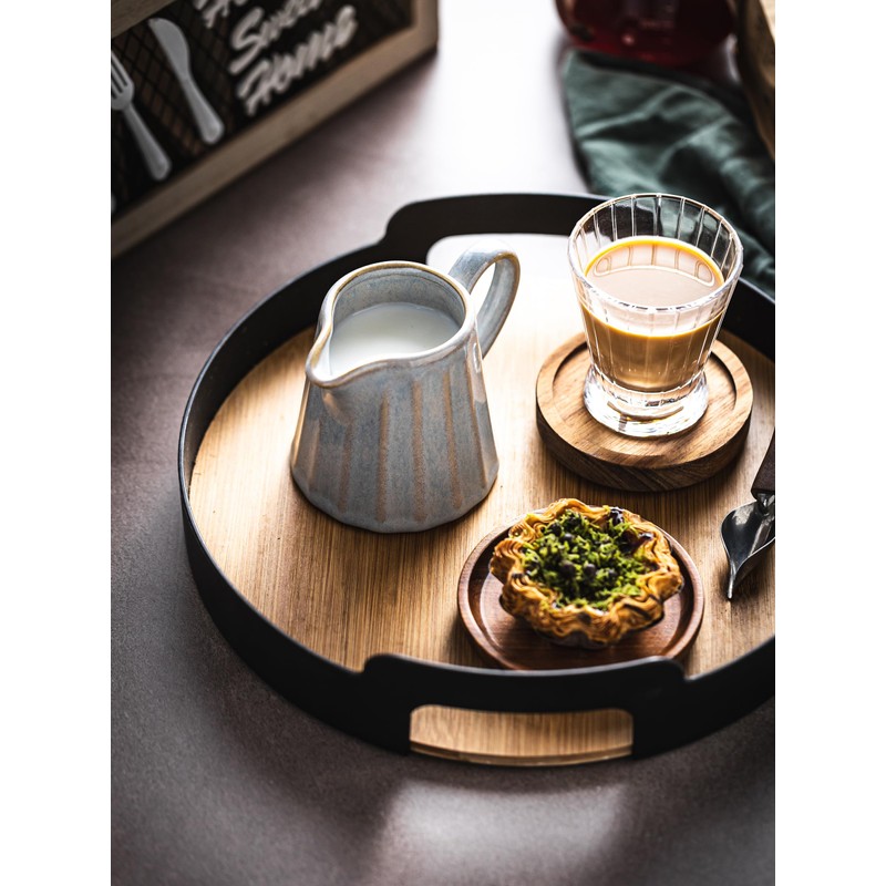 YHOJOY Ceramic Creamer Pitcher,Creamer Container with Handle, 10 OZ Small