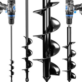 DEKOPRO Garden Auger Drill Bit Set for Planting 3.6"x16"and 1.6"x16.5"Auger Drill Bit Plant Flower Bulb Auger Spiral Hole Drill Earth Post Umbrella Bulb Planter Auger- Fits 3/8 Hex Drive Drill