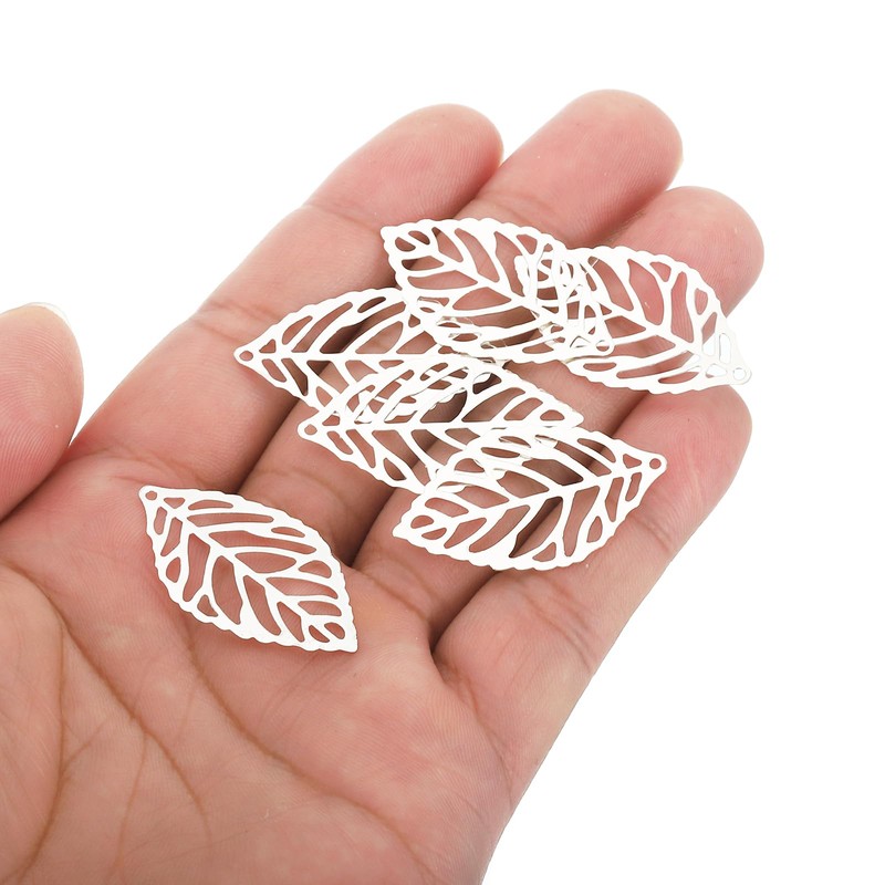 PATIKIL 35mm Leaf Pendants, 100 Pack Metal Tree Leaf Beads