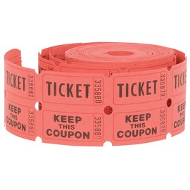 Unique Ticket Rolls, Paper, Red, Green, or Blue, 2"