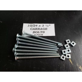 LOT OF  8 Jennings 10/24 X 3-1/2" CARRIAGE BOLTS ZINC PLATED No Head Markings