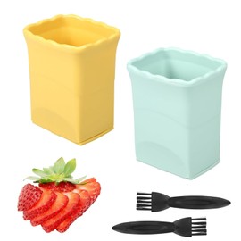 MUYAPAY Fruit Cutter, 2 Pieces Vegetable Cutter, Multifunctional Stainless Steel Manual Slicer, Press Cup Slicer, for Fruit Kitchen Gadgets for Préparer une Salade de Fruits