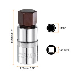 HARFINGTON 3pcs 11/16" Hex Bit Socket 1/2" Square Drive SAE Extension Impact Bit Power Nut Driver Set S2 & CR-V Steel Socket Ratchet Wrench Bits