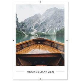 RAWWEST.BIS Frameless 13 x 18 cm Picture Holder Clip Frame Photo Frame Artificial Glass Plexi Good for Living Room, Dining Room, Kitchen, Photos Poster Many Sizes Rectangular with Clips Good