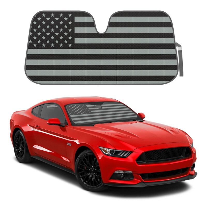 BDK Auto Sun Shade Black Flag Front Window Windshield Protector