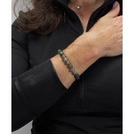 Cherry Tree Collection Natural Semi Precious Gemstone Beaded Stretch Bracelet 8mm Round Beads 7" (Moss Agate)