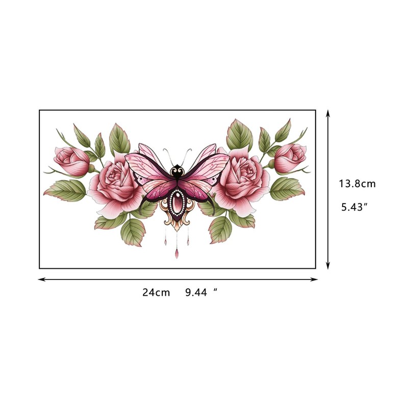 Chloe10 Temporary Underboob Tattoos Breast Tattoos Flowers Tattoos 10 Sheets