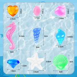 Vicloon 45pcs Swimming Pool toys Diving Toys, Colorful Acrylic Gemstones Sinking Dive Gem Including Heart Gems, Round Diamonds and Luminous Gems, Underwater Toys Summer Fun Swimming Toys For Kids