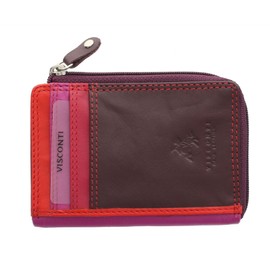 Visconti Leather Rainbow Collection PHI PHI Slimline Credit Card Purse RB110 Plum Multi