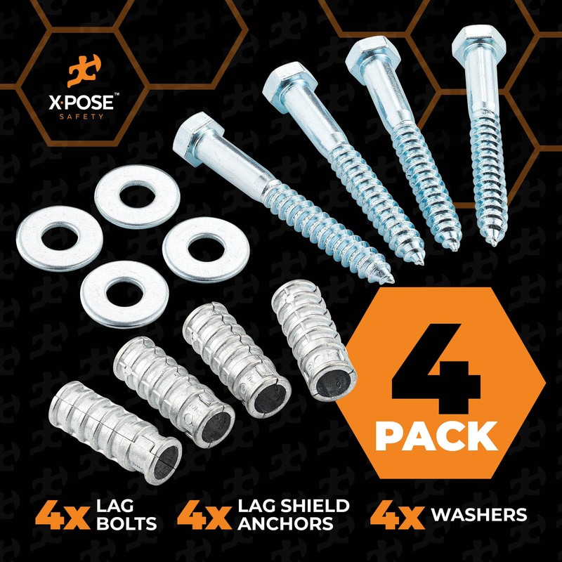 xpose safety Concrete Anchors Set with 4"" Lag Bolt, Lag