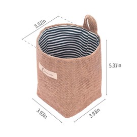sansheng 4 Pack Wall Hanging Storage Bags Hanging Storage Bags Cotton Linen Storage Basket Foldable Wall Hanging Basket Family Organizer Box Decorative Bag (Color as Shown)3.93 * 3.93 * 5.31