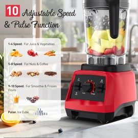 JUSANTE Smoothie Blender, 1800W Countertop Professional Blender Juicer for Kitchen Ice Crusher or Juice, Milkshake, Dessert