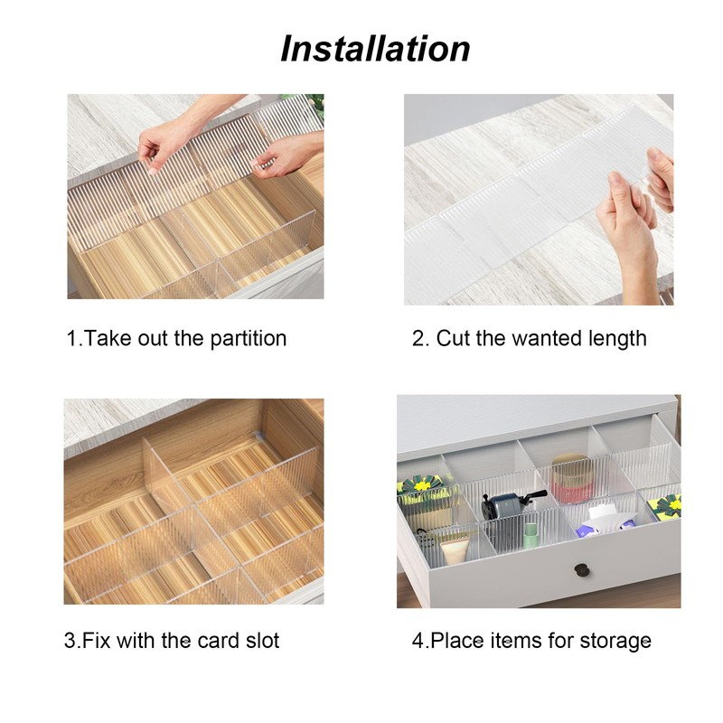 Onerbuy 8pcs Adjustable Grid Drawer Dividers DIY Plastic Closet Separator