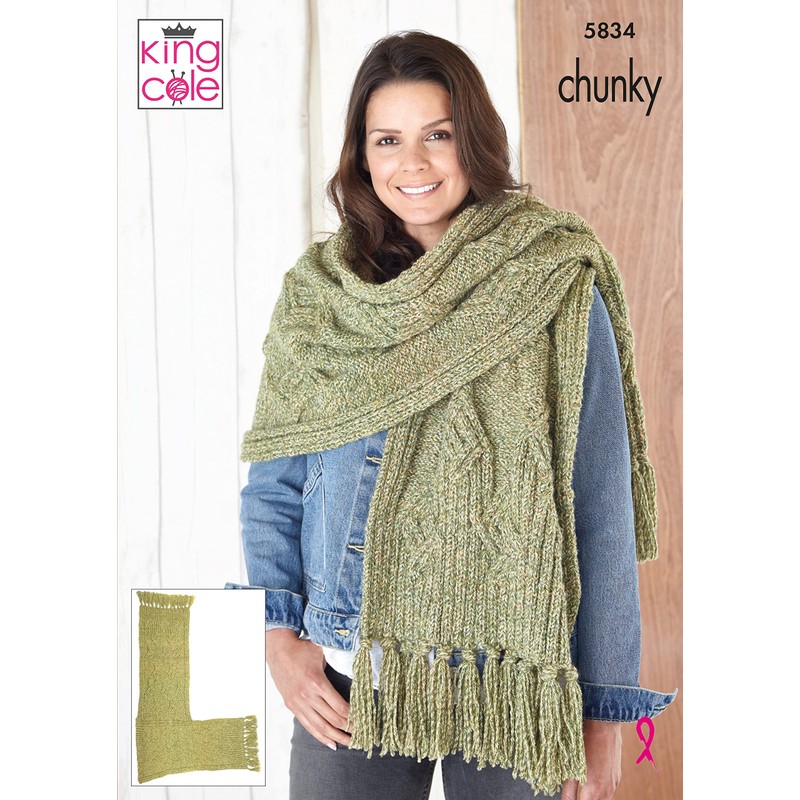 King Cole Ladies Chunky Knitting Pattern Womens Accessories Scarf Hat