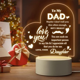 Dad Night Light Gifts for Fathers Day Dad Birthday Gifts for Dad from Daughter Son, Christmas Gifts for Step Dad Father in Law, Acrylic Engraved Lamp Night Light, Fathers Day Present