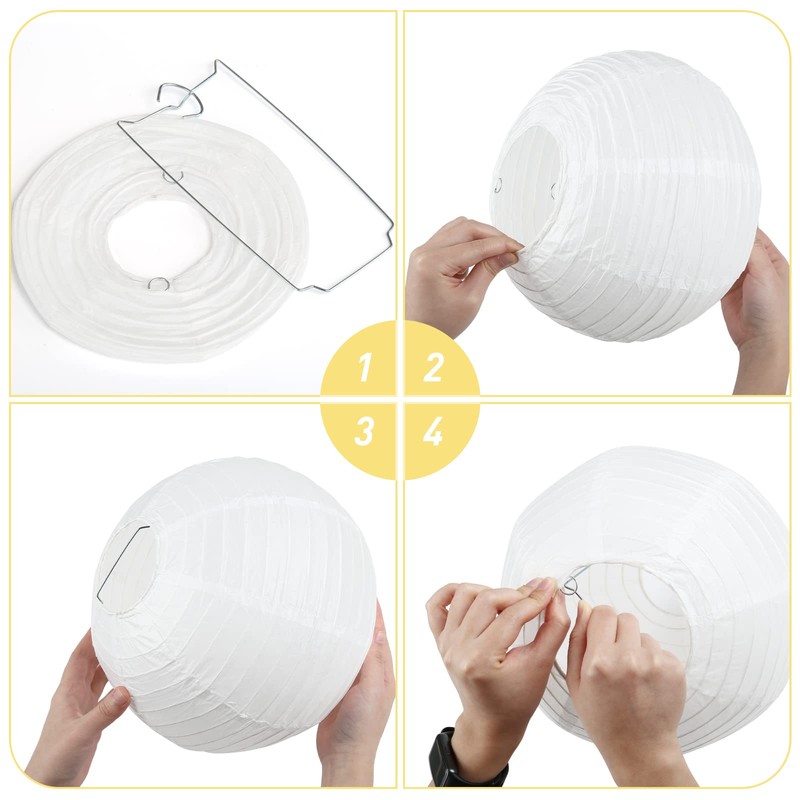 LIHAO 16 Inch White Round Paper Lanterns (10 Pack)