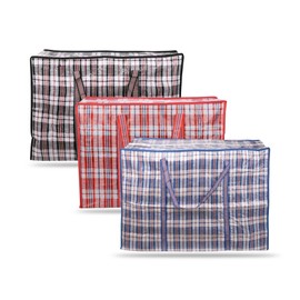 G4GADGET Pack of 3 Large Laundry Bags - Heavy Duty, Reusable Storage Bags with Zips & Handles for Moving, Clothing & Household Items (45 x 40cm)