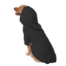 Dog Hooded Raincoat,Lightweight Waterproof Pet Rainwear with Traction Hole& Reflective Stripe,Pet Poncho Slicker Coat Jacket for Cat Puppy Small Medium Large Dog_5XL(Black)