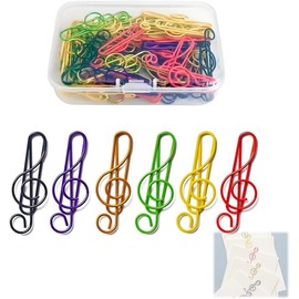 FineGood 50 Pcs Music Notes Design 6 Colors Colorful Cute Stationery with Storage Case Bookmark Document Organizer for Notebook Notebook Notepad