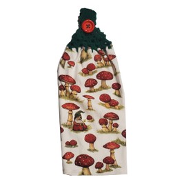 Handcrafted Patty Green Topped Mushroom Theme Kitchen Towel