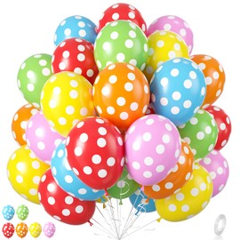 Polka Dot Balloons, 55pcs Rainbow Balloons Assorted Colorful Balloons Pink Blue Party Balloons Red Orange Helium Balloons Yellow Green Latex Balloons for Kids Birthday Party Baby Shower Wedding