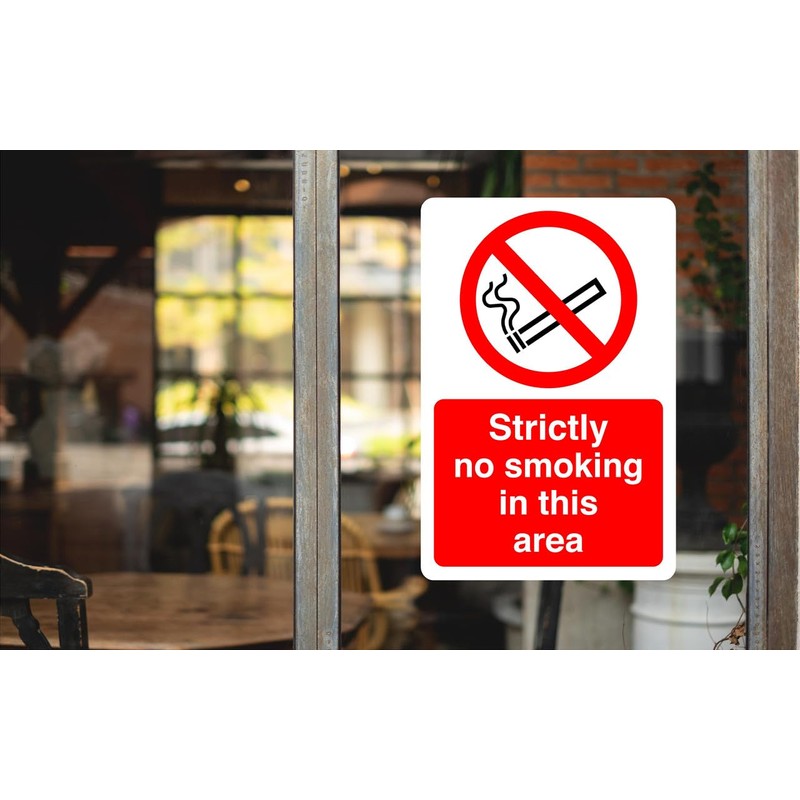 Strictly no smoking in this area safety sign- 1.2mm Rigid