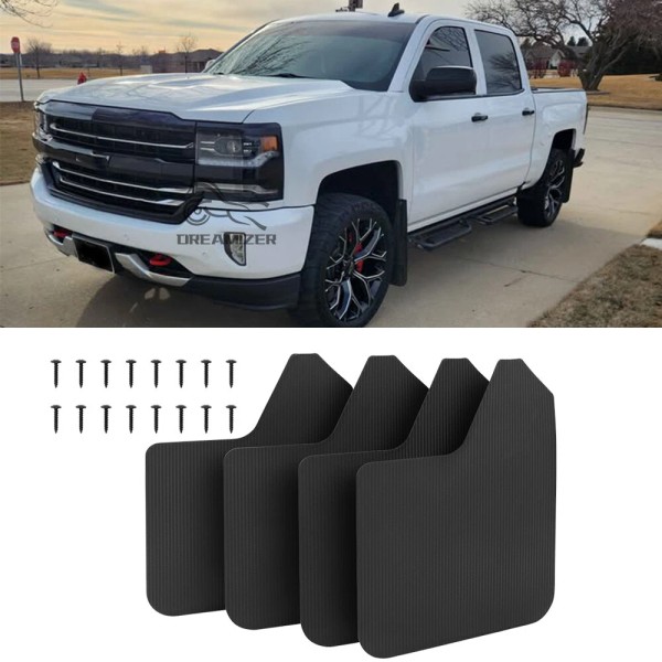 DREAMIZER For Chevy Silverado 1500 Carbon Fiber Mud Flaps Splash