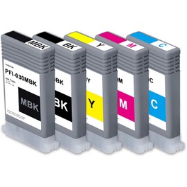 PFI-030 Ink Cartridge 55-ml (5Pcs, Matte Black,Black Cyan Magenta Yellow) Compatible PFI-030MBK PFI-030BK PFI-030C PFI-030M Replacement for Canon imagePROGRAF TA-20 TA-30 TM-240 TM-340 Printer