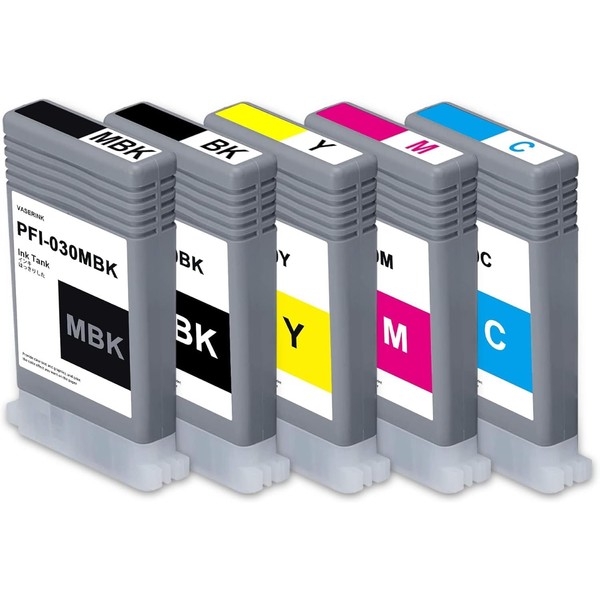 PFI-030 Ink Cartridge 55-ml (5Pcs, Matte Black,Black Cyan Magenta Yellow)