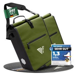 MIVELO 2-in-1 Bicycle Bag for Pannier Rack, Pannier Rack Bag, Waterproof with Shoulder Strap, Bicycle Bag Set (Olive Green)