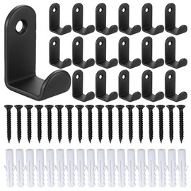PangWuu Pack of 54 Hooks for Screws, Wall Hooks, Black for Screws, Coat Hooks, Stainless Steel Hooks for Bathroom, Kitchen, Bedroom, Wardrobe
