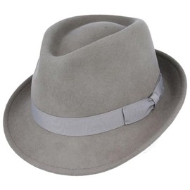 Znor Trilby Wool Hat Waterproof Fedora Winter Hats For Men Sun Protection Handmade Party Hats For Men Uk [ Grey-L ]