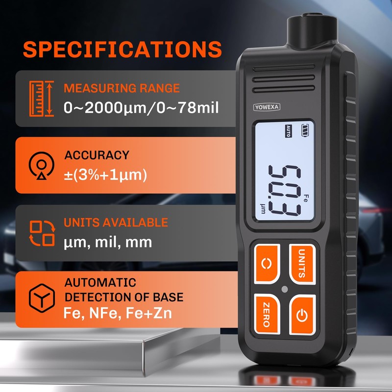 YOWEXA EC-370A Paint Thickness Gauge for Cars, Digital Car Paint