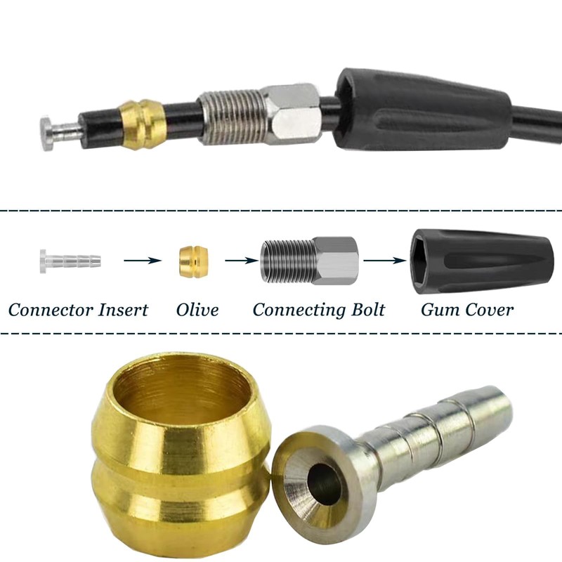10 Set Bike Brake Olive and Connector Insert, Bicycle Hose