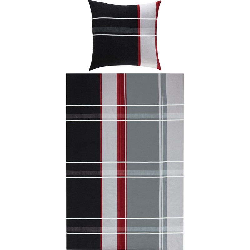 Erwin Müller Bed Linen Set 4-Piece Flannelette Anthracite / Silver