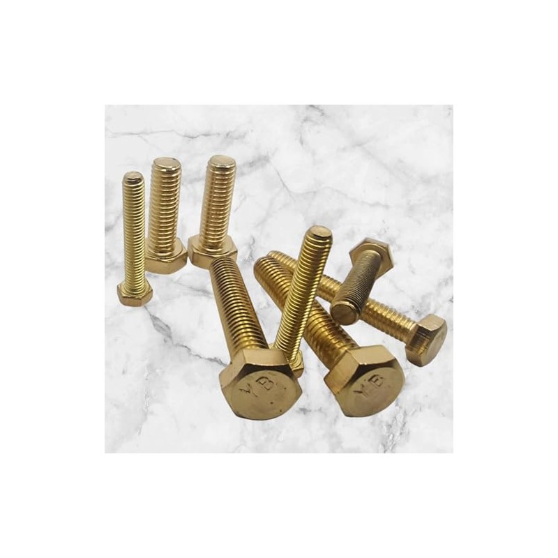 M5 x 50mm Solid Brass Hex Bolts Fully Threaded Hexagon