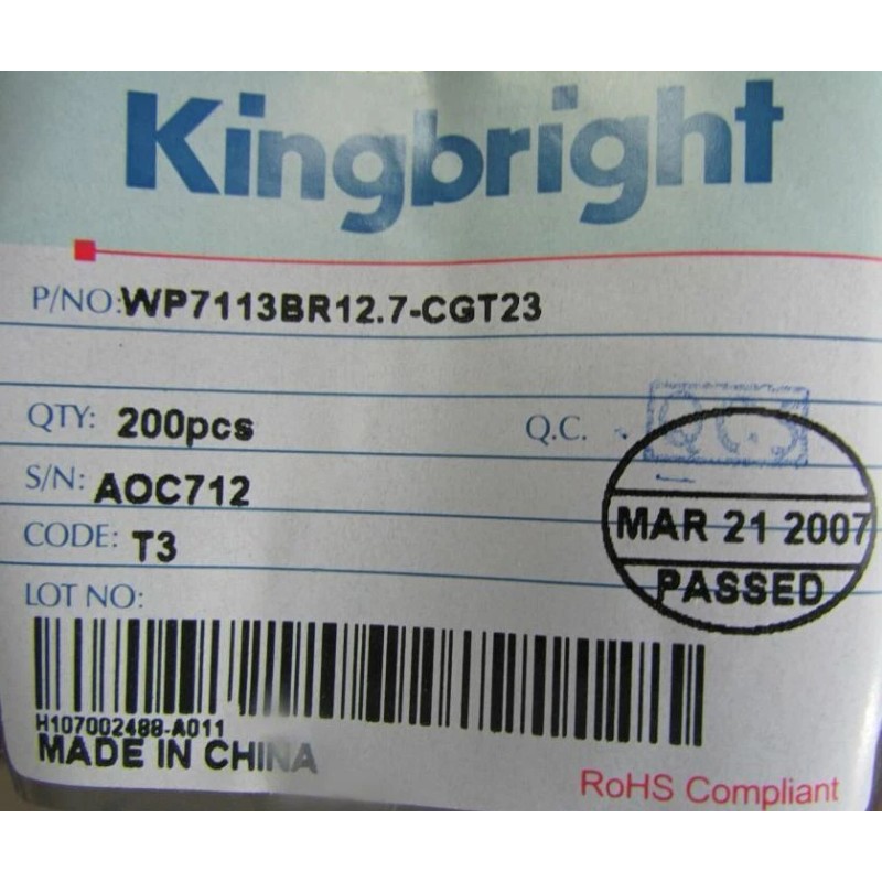 KingBright Lot 10 KingBright Mounted Yellow LEDs WP7113BR12.7-C
