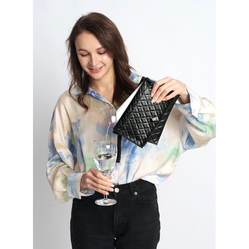 Binocktails Clutch Purse with Flask (Black), Holds 26 oz (800