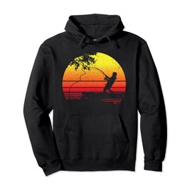Retro Fishing Sunset | Fish Lovers Fisherman Gifts Pullover Hoodie