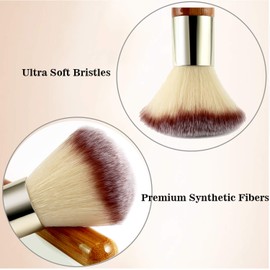 Matto Bamboo Flat Kabuki Foundation Brush - Flat Top Makeup Brush for Foundation Blending Liquid Cream Mineral Powder 1 Piece