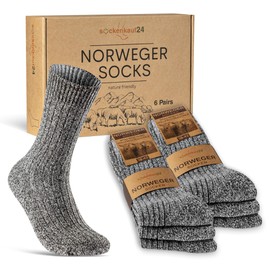 6 Pairs Norwegian Socks Men Women Winter Socks Warm Wool Socks, Anthracite mottled