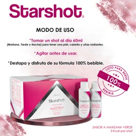 Starshot Colágeno Hidrolizado, A. Hialurónico, Biotina 15pzs Sabor Manzana verde