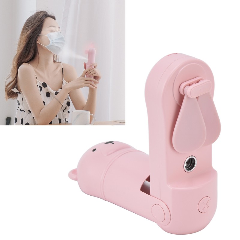 Hand Held Fan Mini Foldable Battery Operated Fan Humidification Cartoon